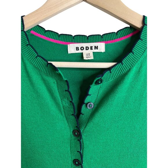 Boden Pru Scallop Henley Knitted Dress Rich Emerald Green Size 2 - Picture 6 of 7